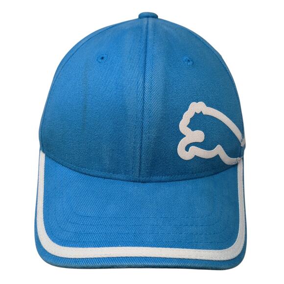 Puma Strapback Baseball Cap Blue One Size Adjustable Vented Holes Cotton 6 Panel - Picture 1 of 10